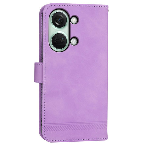 DIERFENG DF-03 Flip Cover for OnePlus Nord 3 5G / Ace 2V , Lines Imprinted Wallet Stand Mobile Leather Case