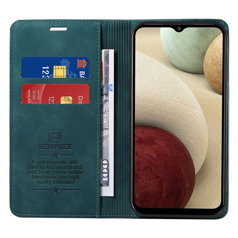 BETOPNICE 003 For Samsung Galaxy A12 / M12 / F12 PU Leather Flip Cover Stand Phone Case RFID Blocking Wallet
