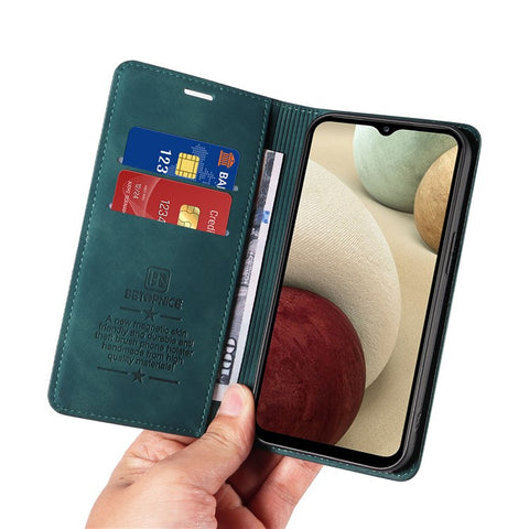 BETOPNICE 003 For Samsung Galaxy A12 / M12 / F12 PU Leather Flip Cover Stand Phone Case RFID Blocking Wallet