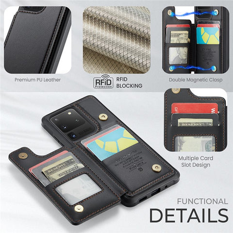For Samsung Galaxy S20 Ultra Phone Case CASEME C22 Leather Back Cover with RFID Blocking Card Slots