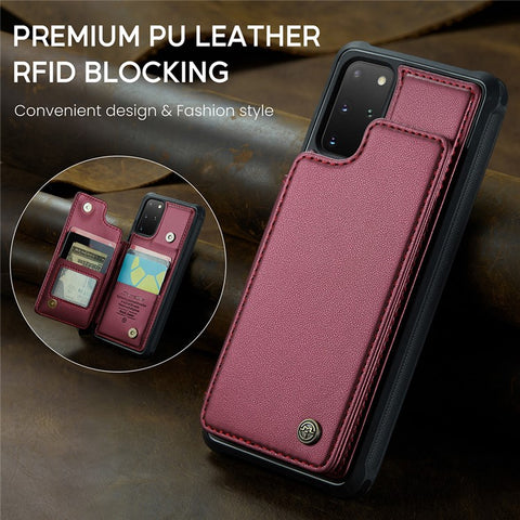 For Samsung Galaxy S20 Plus 5G / S20 Plus 4G Phone Case CASEME C22 Leather Back Cover with RFID Blocking Card Slots
