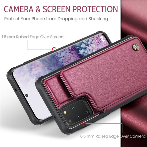 For Samsung Galaxy S20 Plus 5G / S20 Plus 4G Phone Case CASEME C22 Leather Back Cover with RFID Blocking Card Slots