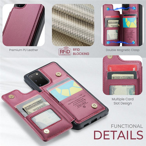 For Samsung Galaxy S20 Plus 5G / S20 Plus 4G Phone Case CASEME C22 Leather Back Cover with RFID Blocking Card Slots