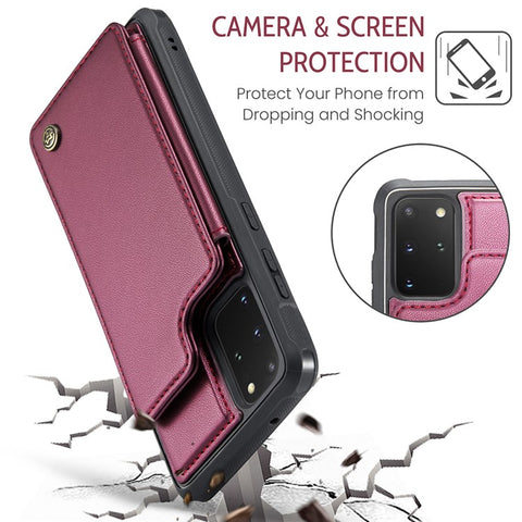 For Samsung Galaxy S20 Plus 5G / S20 Plus 4G Phone Case CASEME C22 Leather Back Cover with RFID Blocking Card Slots