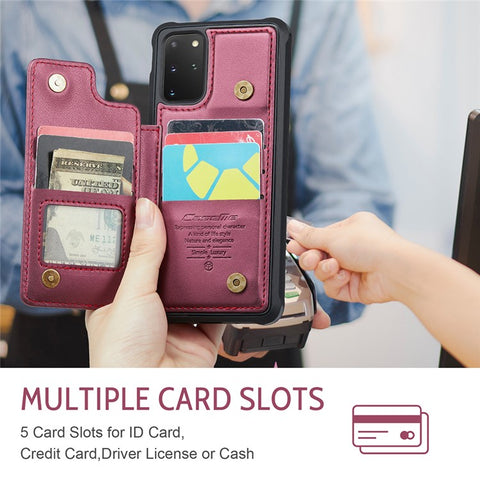 For Samsung Galaxy S20 Plus 5G / S20 Plus 4G Phone Case CASEME C22 Leather Back Cover with RFID Blocking Card Slots
