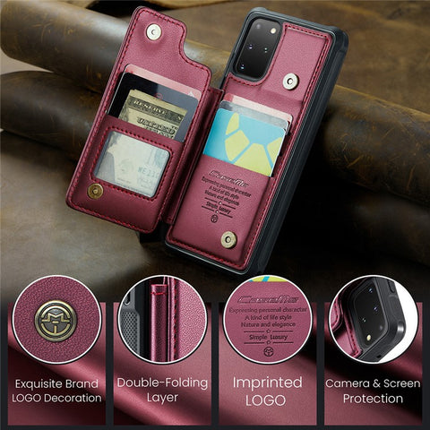 For Samsung Galaxy S20 Plus 5G / S20 Plus 4G Phone Case CASEME C22 Leather Back Cover with RFID Blocking Card Slots