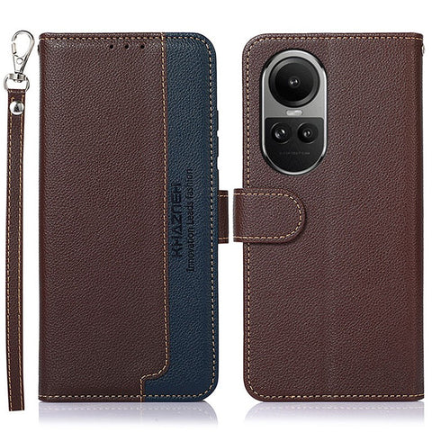 KHAZNEH For Oppo Reno10 Pro 5G (Global) / Reno10 5G (Global) PU Leather Wallet Case Litchi Texture RFID Blocking Stand Phone Cover