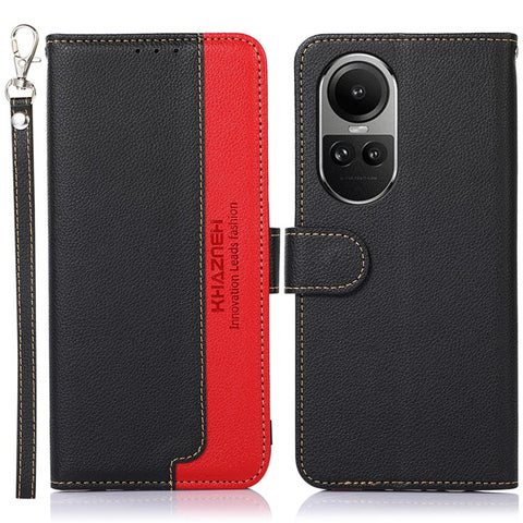KHAZNEH For Oppo Reno10 Pro 5G (Global) / Reno10 5G (Global) PU Leather Wallet Case Litchi Texture RFID Blocking Stand Phone Cover