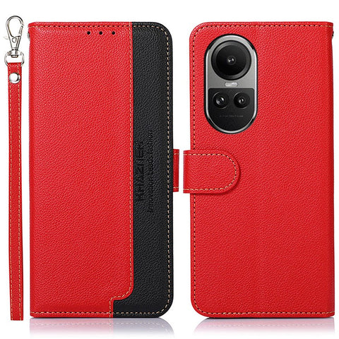 KHAZNEH For Oppo Reno10 Pro 5G (Global) / Reno10 5G (Global) PU Leather Wallet Case Litchi Texture RFID Blocking Stand Phone Cover