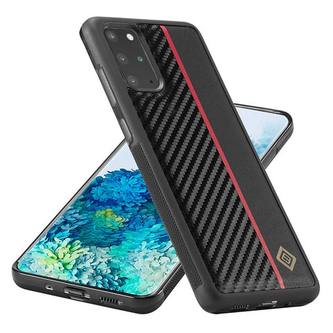 LC.IMEEKE For Samsung Galaxy S20 Plus 4G / 5G Phone Cover Carbon Fiber Texture Leather+TPU+EVA Back Case