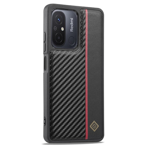 LC.IMEEKE For Xiaomi Redmi 11A 4G / 12C 4G Anti-Scratch Phone Case PU Leather+TPU+EVA Carbon Fiber Texture Cover