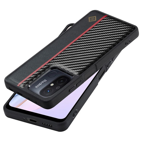 LC.IMEEKE For Xiaomi Redmi 11A 4G / 12C 4G Anti-Scratch Phone Case PU Leather+TPU+EVA Carbon Fiber Texture Cover