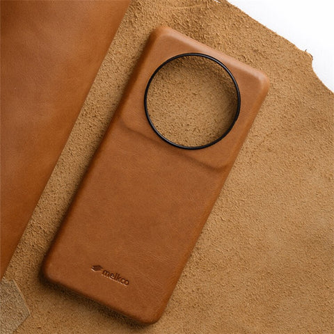 MELKCO For Xiaomi 12S Ultra 5G Anti-scratch Phone Cover Incomplete Waxy Genuine Cow Leather Coated PC Case