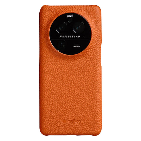 MELKCO For Oppo Find X6 Pro Hard Cover Genuine Cow Leather Coated PC Incomplete Phone Shell