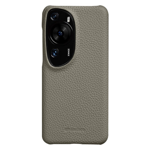 MELKCO Hard Cover for Huawei P60 Art Genuine Cow Leather Coated PC Incomplete Phone Shell