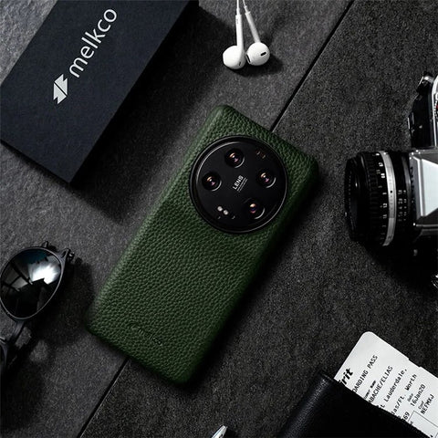 MELKCO For Xiaomi 13 Ultra Genuine Cow Leather Coated PC Mobile Phone Case Incomplete Shell