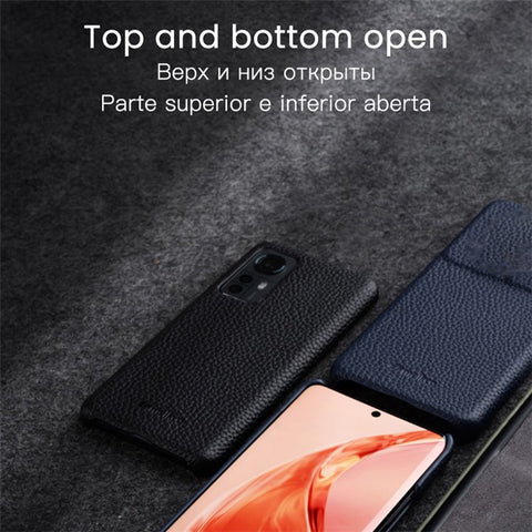 MELKCO For Xiaomi 12 Pro 5G / 12S Pro 5G / 12 Pro (Dimensity) 5G Genuine Cow Leather Coated PC Incomplete Phone Case