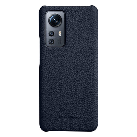 MELKCO Back Cover for Xiaomi 12 5G / 12X 5G / 12S 5G , Genuine Cow Leather Coated PC Incomplete Phone Case