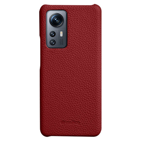 MELKCO Back Cover for Xiaomi 12 5G / 12X 5G / 12S 5G , Genuine Cow Leather Coated PC Incomplete Phone Case