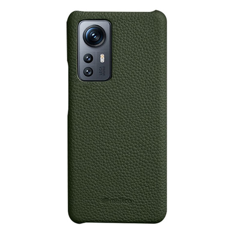 MELKCO Back Cover for Xiaomi 12 5G / 12X 5G / 12S 5G , Genuine Cow Leather Coated PC Incomplete Phone Case