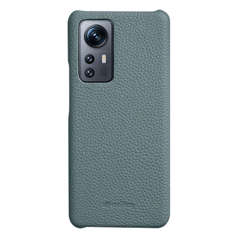 MELKCO Back Cover for Xiaomi 12 5G / 12X 5G / 12S 5G , Genuine Cow Leather Coated PC Incomplete Phone Case