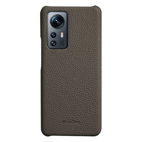 MELKCO Back Cover for Xiaomi 12 5G / 12X 5G / 12S 5G , Genuine Cow Leather Coated PC Incomplete Phone Case