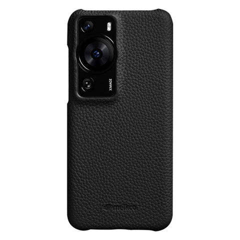 MELKCO Drop Protection Cover for Huawei P60 / P60 Pro Genuine Cow Leather Coated PC Incomplete Phone Case