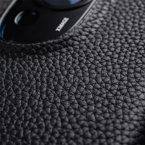 MELKCO Drop Protection Cover for Huawei P60 / P60 Pro Genuine Cow Leather Coated PC Incomplete Phone Case