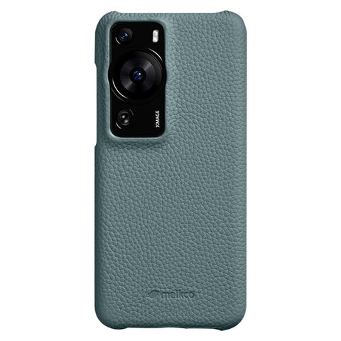 MELKCO Drop Protection Cover for Huawei P60 / P60 Pro Genuine Cow Leather Coated PC Incomplete Phone Case