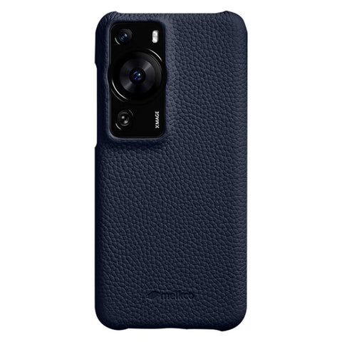 MELKCO Drop Protection Cover for Huawei P60 / P60 Pro Genuine Cow Leather Coated PC Incomplete Phone Case