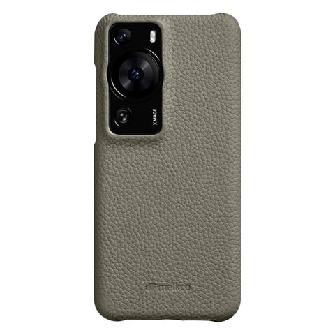 MELKCO Drop Protection Cover for Huawei P60 / P60 Pro Genuine Cow Leather Coated PC Incomplete Phone Case