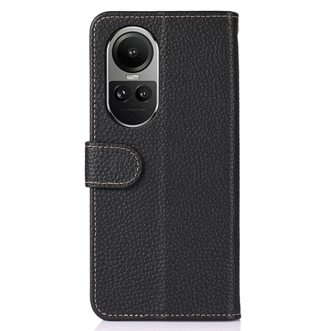 KHAZNEH For Oppo Reno10 Pro 5G (Global) / Reno10 5G (Global) Cell Phone Cover Litchi Texture Stand Wallet Genuine Cow Leather+TPU Case