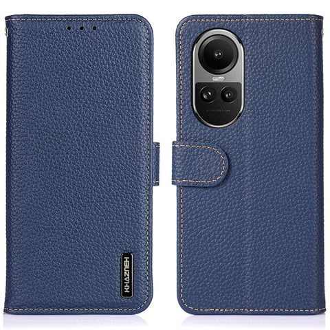 KHAZNEH For Oppo Reno10 Pro 5G (Global) / Reno10 5G (Global) Cell Phone Cover Litchi Texture Stand Wallet Genuine Cow Leather+TPU Case