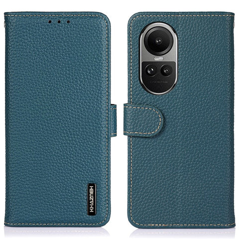 KHAZNEH For Oppo Reno10 Pro 5G (Global) / Reno10 5G (Global) Cell Phone Cover Litchi Texture Stand Wallet Genuine Cow Leather+TPU Case