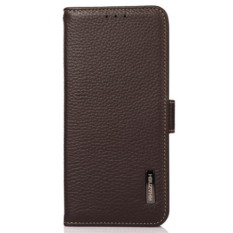 KHAZNEH For Oppo Reno10 Pro 5G (Global) / Reno10 5G (Global) RFID Blocking Genuine Cow Leather Phone Case Stand Wallet Litchi Texture Cover