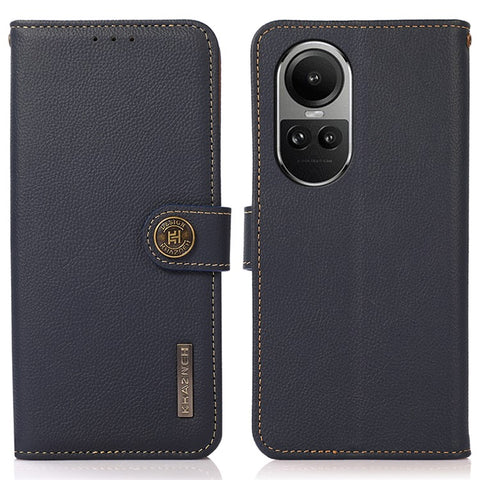KHAZNEH For Oppo Reno10 Pro 5G (Global) / Reno10 5G (Global) RFID Blocking Wallet Case Dustproof Genuine Cow Leather Stand Phone Cover