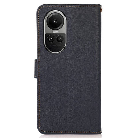 KHAZNEH For Oppo Reno10 Pro 5G (Global) / Reno10 5G (Global) RFID Blocking Wallet Case Dustproof Genuine Cow Leather Stand Phone Cover