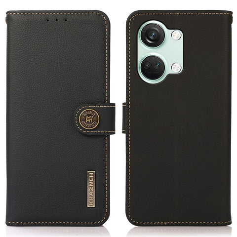 KHAZNEH For OnePlus Nord 3 5G / Ace 2V RFID Blocking Wallet Case Fall Protection Genuine Cow Leather Stand Phone Cover
