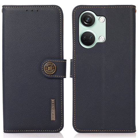 KHAZNEH For OnePlus Nord 3 5G / Ace 2V RFID Blocking Wallet Case Fall Protection Genuine Cow Leather Stand Phone Cover