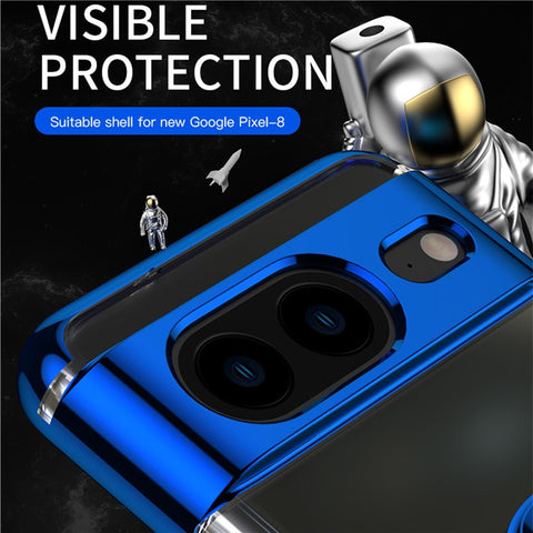 For Google Pixel 8 Electroplating TPU Phone Case Ring Kickstand Anti-drop Cover