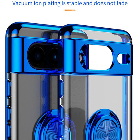 For Google Pixel 8 Electroplating TPU Phone Case Ring Kickstand Anti-drop Cover