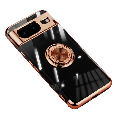 For Google Pixel 8 Electroplating TPU Phone Case Ring Kickstand Anti-drop Cover