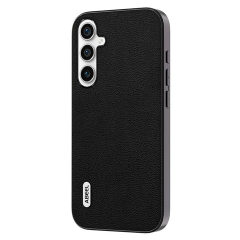 ABEEL For Samsung Galaxy M54 5G / F54 5G Litchi Texture Back Cover Genuine Cow Leather Coated PC+TPU Phone Case