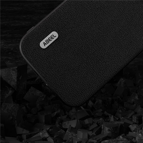 ABEEL For Samsung Galaxy M54 5G / F54 5G Litchi Texture Back Cover Genuine Cow Leather Coated PC+TPU Phone Case