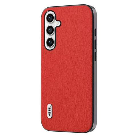 ABEEL For Samsung Galaxy M54 5G / F54 5G Litchi Texture Back Cover Genuine Cow Leather Coated PC+TPU Phone Case