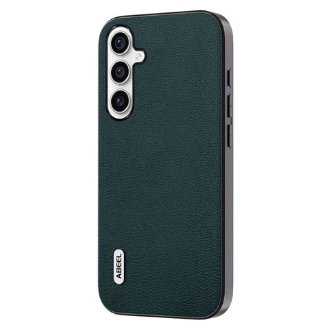 ABEEL For Samsung Galaxy M54 5G / F54 5G Litchi Texture Back Cover Genuine Cow Leather Coated PC+TPU Phone Case