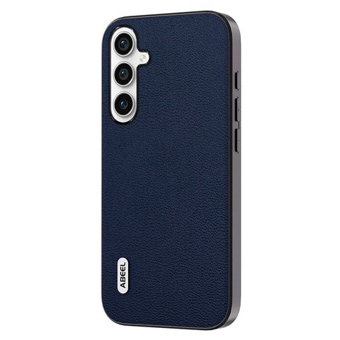 ABEEL For Samsung Galaxy M54 5G / F54 5G Litchi Texture Back Cover Genuine Cow Leather Coated PC+TPU Phone Case