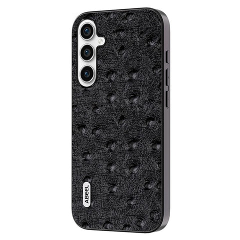 ABEEL For Samsung Galaxy M54 5G / F54 5G Shockproof Phone Case Genuine Cow Leather+PC+TPU Ostrich Texture Cover