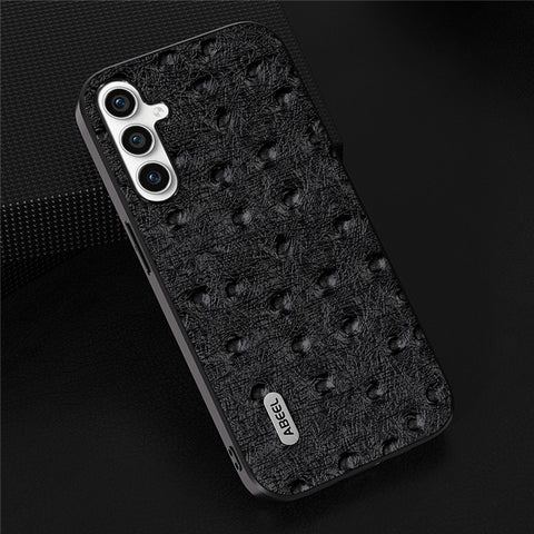 ABEEL For Samsung Galaxy M54 5G / F54 5G Shockproof Phone Case Genuine Cow Leather+PC+TPU Ostrich Texture Cover