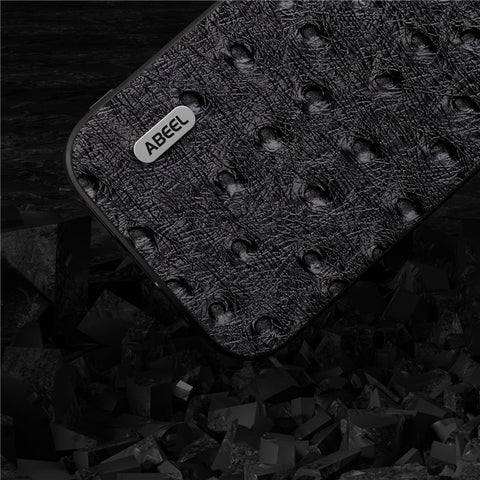 ABEEL For Samsung Galaxy M54 5G / F54 5G Shockproof Phone Case Genuine Cow Leather+PC+TPU Ostrich Texture Cover